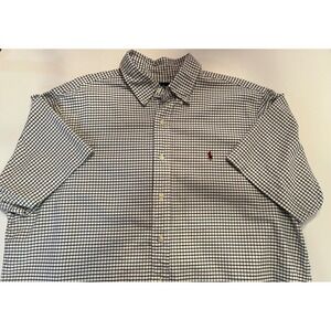 Ralph Lauren Men's Classic Fit Short Sleeve Button Up Shirt Blue White Size XL